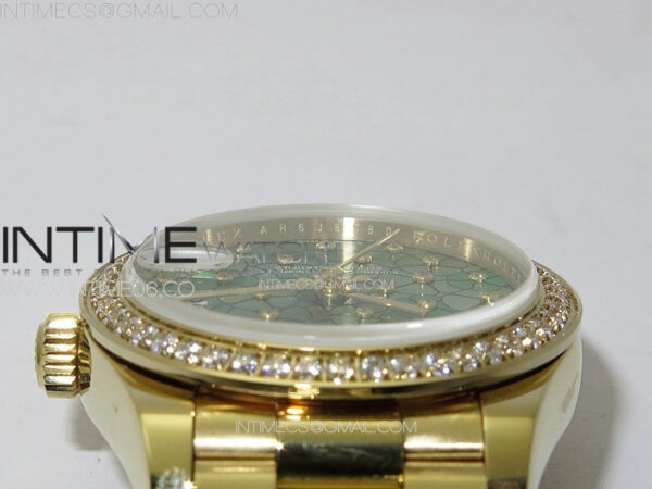 DateJust 31mm 278274 YG Crystals Bezel GMF Best Edition Green Flowers Crystals Dial on YG President Bracelet A2824 - Image 9