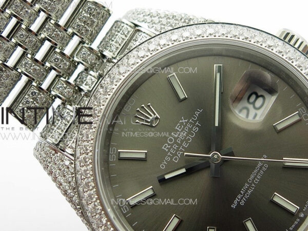 DateJust 41 126334 Full Paved Diamonds BP Best Edition Rhodium Dial Stick Markers on Jubilee Bracelet A2824 - Image 9