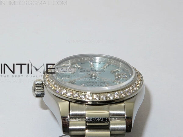 Datejust 28mm 279179 SS/Crystals APSF Best Edition Ice Blue Dial Sticks Crystals Markers on SS President Bracelet NH05 - Image 9
