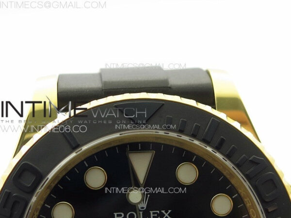 Yacht-Master 126655 YG 3EF 1:1 Best Edition 3D Black Ceramic Bezel on Black Rubber Strap VR3235 - Image 8