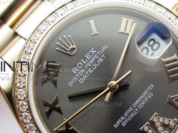 Datejust 31mm 278275 RG Dia Bezel BP Best Edition Gray Roman Markers Dial @6 Dia on RG President Bracelet - Image 9