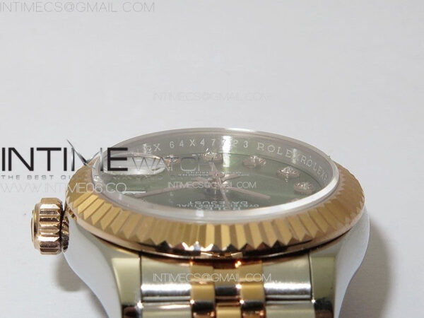 Datejust 28mm 279179 SS/RG APSF Best Edition Green Dial Crystals Markers on SS/RG Jubilee Bracelet NH05 - Image 9