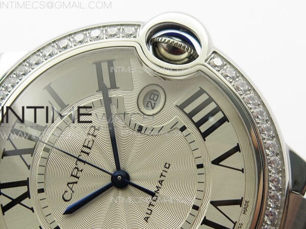 Ballon Bleu 42mm Diamonds Bezel SS K3F 1:1 Best Edition White Texture Dial on SS Bracelet A2824 - Image 9