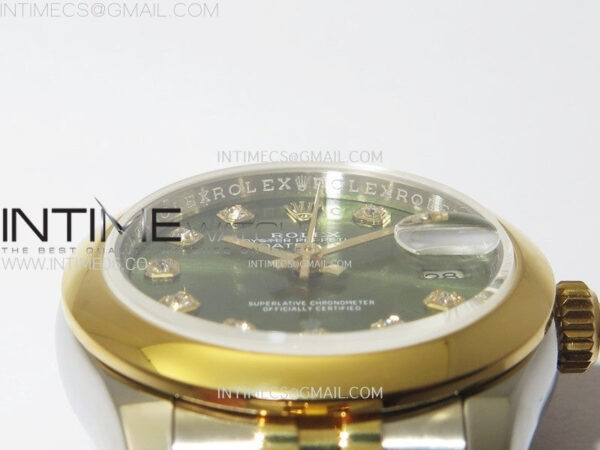 Datejust 28mm 279173 Smooth Bezel SS/YG APSF Best Edition Green Dial Crystals Markers on Jubilee Bracelet NH05 - Image 9