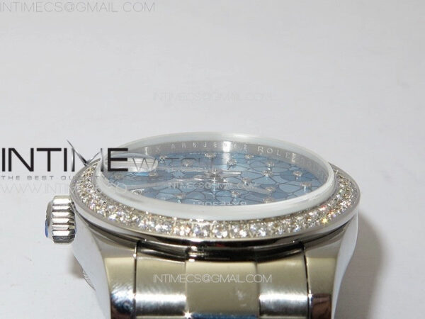 DateJust 31mm 278274 904L SS/Crystals Bezel GMF Best Edition Blue Flowers Crystals Dial on 904L Oyster Bracelet A2824 - Image 9