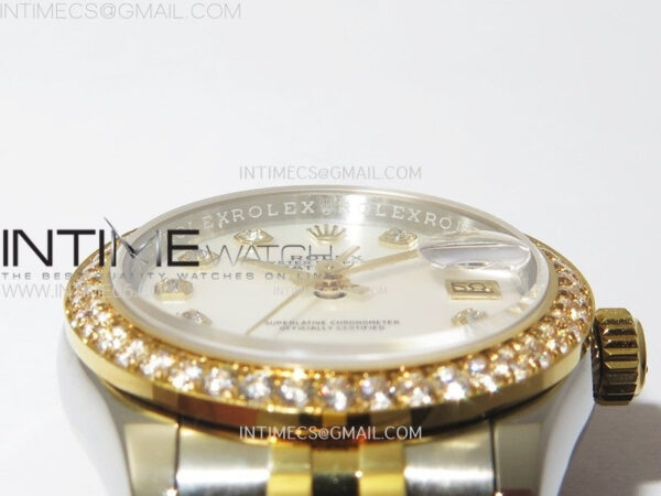 Datejust 28mm 279173 Crystals Bezel SS/YG APSF Best Edition Green Dial Crystals Markers on Jubilee Bracelet NH05 - Image 9