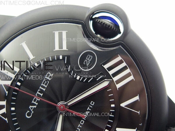 Ballon Bleu 42mm DLC K3F 1:1 Best Edition Black Texture Dial on Black Leather Strap A2824 - Image 9