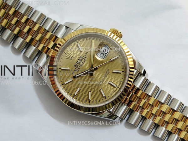 DateJust 36 SS 126233 904L SS/YG VSF 1:1 Best Edition Gold Fluted Dial Sticks Markers on Jubilee Bracelet VS3235 - Image 9