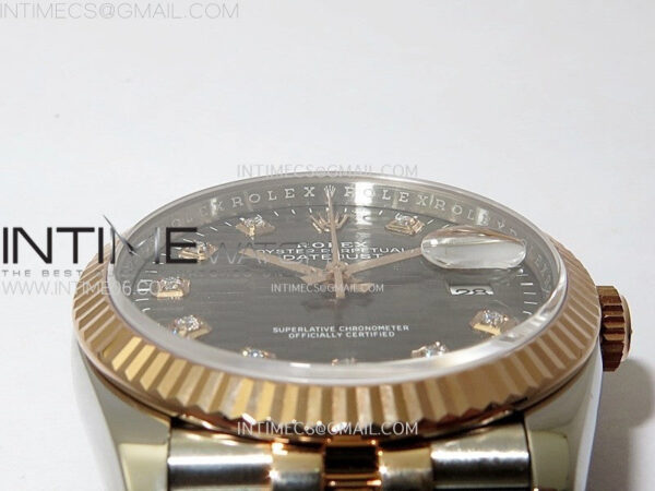 DateJust 36 SS 126231 904L SS/RG VSF 1:1 Best Edition Gray Fluted Dial Diamonds Markers on Jubilee Bracelet VS3235 - Image 9