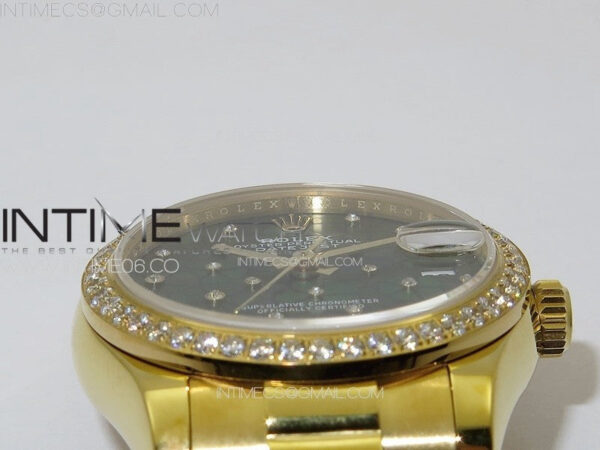 DateJust 31mm YG APSF Best Edition Green Flowers Crystals Dial on President Bracelet A2824 - Image 9