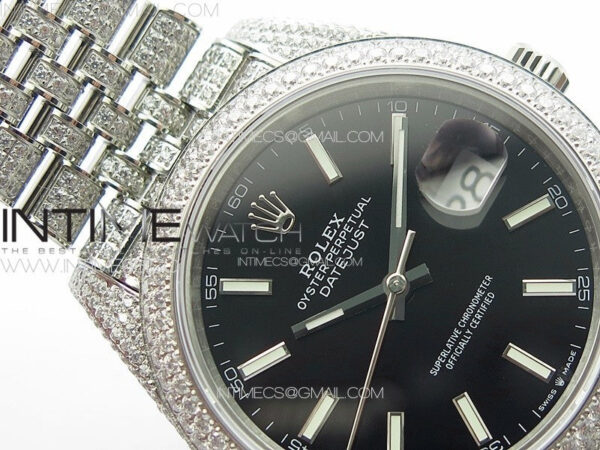 DateJust 41 126334 Full Paved Diamonds BP Best Edition Black Dial Stick Markers on Jubilee Bracelet A2824 - Image 9
