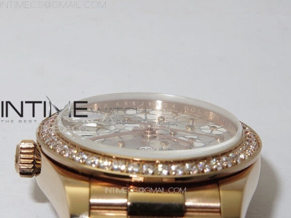 DateJust 31mm 278274 RG Crystals Bezel GMF Best Edition Silver Flowers Crystals Dial on RG President Bracelet A2824 - Image 9
