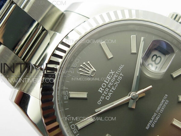 DateJust 41 126334 Clean 1:1 Best Edition 904L Steel Gray Stick Dial on Oyster Bracelet VR3235 - Image 9