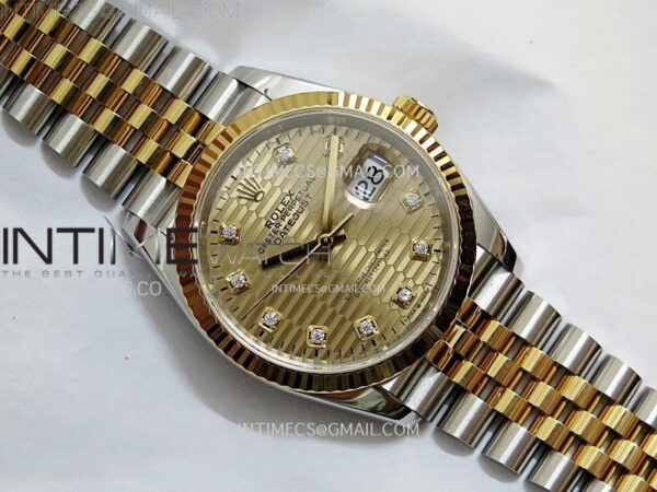 DateJust 36 SS 126233 904L SS/YG VSF 1:1 Best Edition Gold Fluted Dial Diamonds Markers on Jubilee Bracelet VS3235 - Image 9