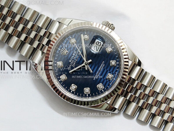 DateJust 36 SS 126234 VSF 1:1 Best Edition 904L Steel Blue Fluted Dial Diamonds Markers on Jubilee Bracelet VS3235 - Image 9