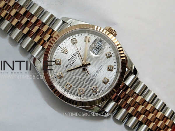DateJust 36 SS 126231 904L SS/RG VSF 1:1 Best Edition Silver Fluted Dial Diamonds Markers on Jubilee Bracelet VS3235 - Image 9