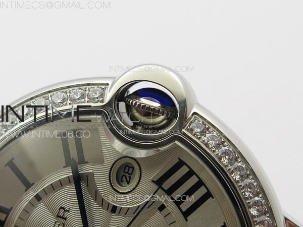 Ballon Bleu 42mm Diamonds Bezel SS K3F 1:1 Best Edition White Texture Dial on SS Bracelet A2824 - Image 10