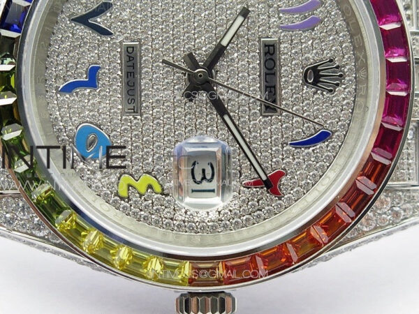 DateJust 41 126300 Full Paved Diamonds Rainbow 904 GSF Best Edition Diamonds Dial Arabic Markers on Jubilee Bracelet VR3235 - Image 10