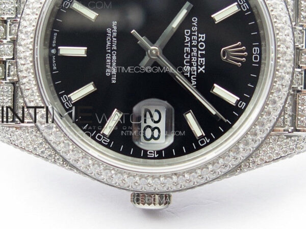DateJust 41 126334 Full Paved Diamonds BP Best Edition Black Dial Stick Markers on Jubilee Bracelet A2824 - Image 11