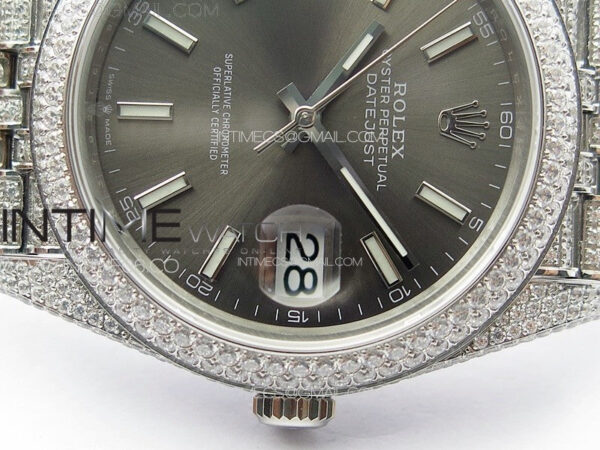 DateJust 41 126334 Full Paved Diamonds BP Best Edition Rhodium Dial Stick Markers on Jubilee Bracelet A2824 - Image 11