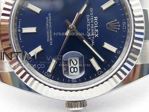 DateJust 41 126334 Clean 1:1 Best Edition 904L Steel Blue Stick Dial on Oyster Bracelet VR3235 - Image 10