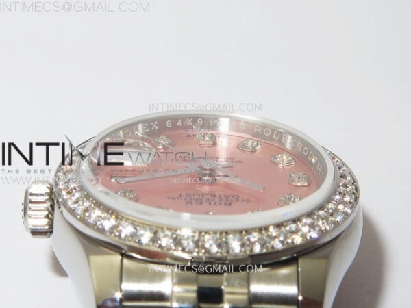 Datejust 28mm 279179 SS/Crystals Bezel APSF Best Edition Pink Dial Crystals Markers on SS Jubilee Bracelet NH05 - Image 10