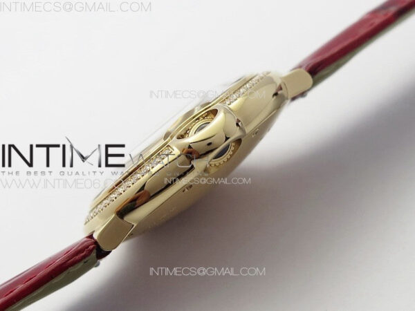 Ballon Bleu 36mm Diamonds Bezel RG K3F 1:1 Best Edition White Textured Dial On Red Leather Strap A076 - Image 10