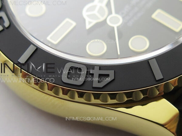 Yacht-Master 126655 YG 3EF 1:1 Best Edition 3D Black Ceramic Bezel on Black Rubber Strap VR3235 - Image 12
