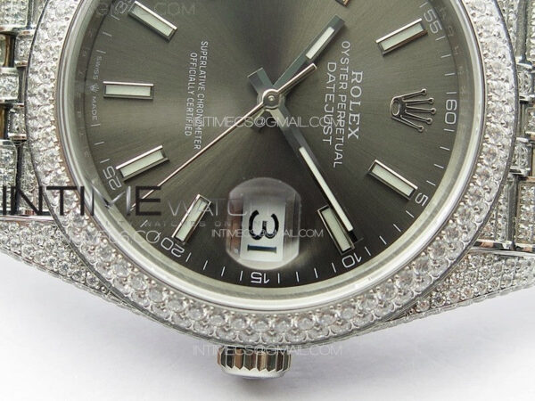 DateJust 41 126334 Full Paved Diamonds BP Best Edition Rhodium Dial Stick Markers on Jubilee Bracelet A2824 - Image 10