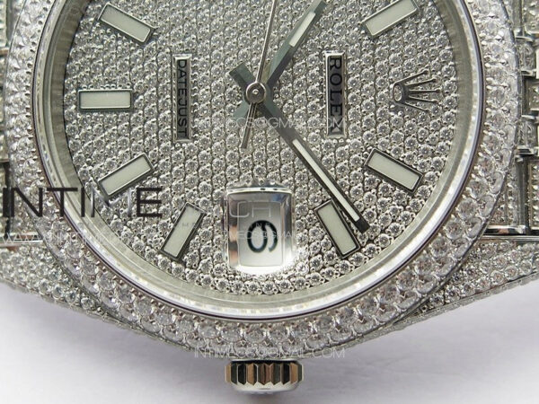 DateJust 41 126334 Full Paved Diamonds BP Best Edition Diamonds Dial Stick Markers on Jubilee Bracelet A2824 - Image 11