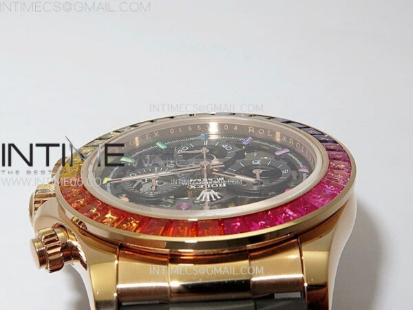 Blacken Daytona RG Rainbow Bezel GETF Best Edition Skeleton Dial on Rubber Strap SA4130 - Image 11