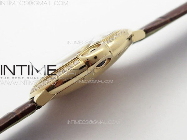 Ballon White 42mm Double Diamonds Bezel RG K3F 1:1 Best Edition White Texture Dial on Black Leather Strap A2824 - Image 11
