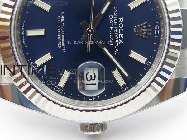 DateJust 41 126334 Clean 1:1 Best Edition 904L Steel Blue Stick Dial on Oyster Bracelet VR3235 - Image 11