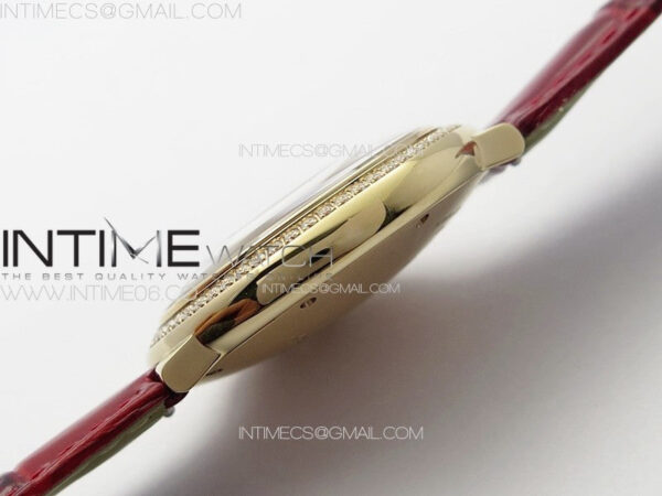 Ballon Bleu 36mm Diamonds Bezel RG K3F 1:1 Best Edition White Textured Dial On Red Leather Strap A076 - Image 11