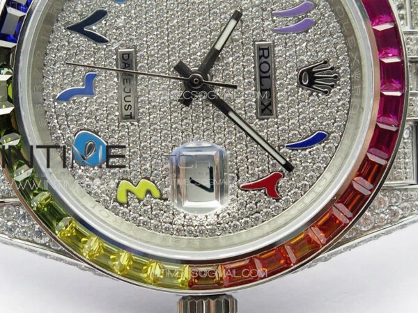 DateJust 41 126300 Full Paved Diamonds Rainbow 904 GSF Best Edition Diamonds Dial Arabic Markers on Jubilee Bracelet VR3235 - Image 11