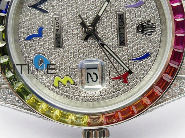 DateJust 41 126300 Full Paved Diamonds Rainbow 904 GSF Best Edition Diamonds Dial Arabic Markers on Jubilee Bracelet VR3235 - Image 13