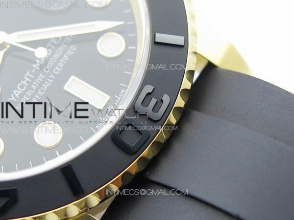 Yacht-Master 126655 YG 3EF 1:1 Best Edition 3D Black Ceramic Bezel on Black Rubber Strap VR3235 - Image 11