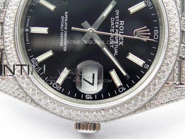 DateJust 41 126334 Full Paved Diamonds BP Best Edition Black Dial Stick Markers on Jubilee Bracelet A2824 - Image 12