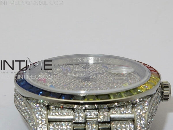 DateJust 41 126300 Full Paved Diamonds Rainbow 904 GSF Best Edition Diamonds Dial Arabic Markers on Jubilee Bracelet VR3235 - Image 12