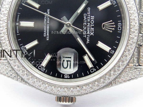DateJust 41 126334 Full Paved Diamonds BP Best Edition Black Dial Stick Markers on Jubilee Bracelet A2824 - Image 13