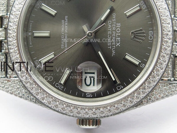 DateJust 41 126334 Full Paved Diamonds BP Best Edition Rhodium Dial Stick Markers on Jubilee Bracelet A2824 - Image 13