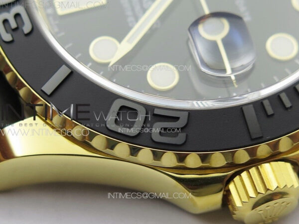 Yacht-Master 126655 YG 3EF 1:1 Best Edition 3D Black Ceramic Bezel on Black Rubber Strap VR3235 - Image 13