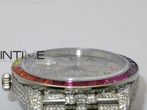 DateJust 41 126300 Full Paved Diamonds Rainbow 904 GSF Best Edition Diamonds Dial Arabic Markers on Jubilee Bracelet VR3235 - Image 15