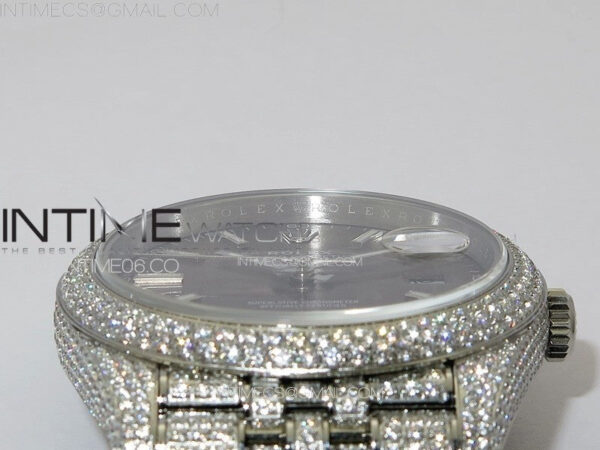 DateJust 41 126334 Full Paved Diamonds BP Best Edition Rhodium Dial Stick Markers on Jubilee Bracelet A2824 - Image 14