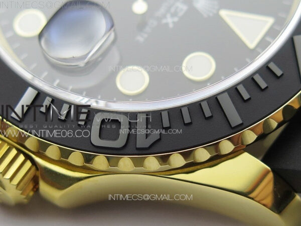 Yacht-Master 126655 YG 3EF 1:1 Best Edition 3D Black Ceramic Bezel on Black Rubber Strap VR3235 - Image 14