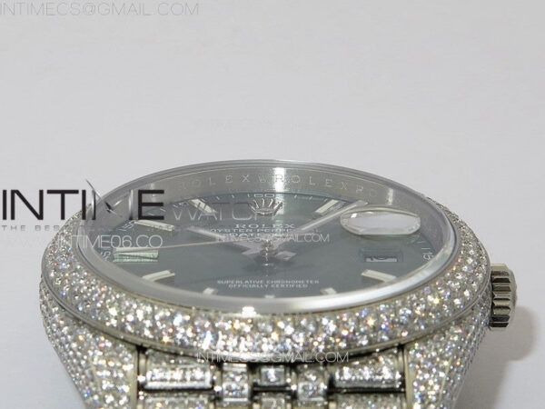 DateJust 41 126334 Full Paved Diamonds BP Best Edition Green Dial Sticks Markers on Jubilee Bracelet A2824 - Image 14