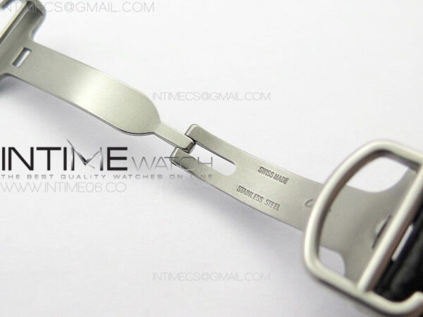 Ballon Bleu 42mm Diamonds Bezel SS K3F 1:1 Best Edition White Texture Dial on Black Leather Strap A2824 - Image 14