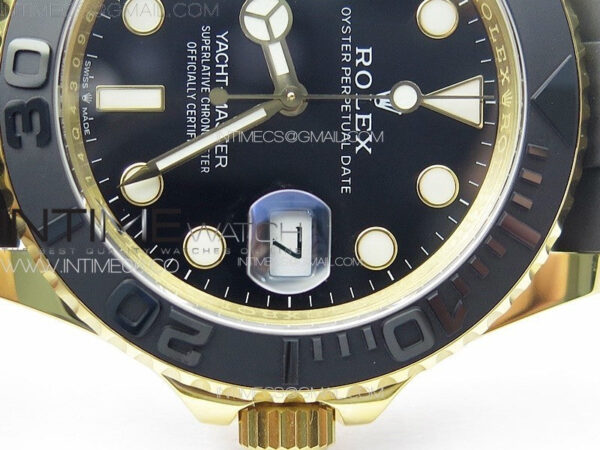 Yacht-Master 126655 YG 3EF 1:1 Best Edition 3D Black Ceramic Bezel on Black Rubber Strap VR3235 - Image 15