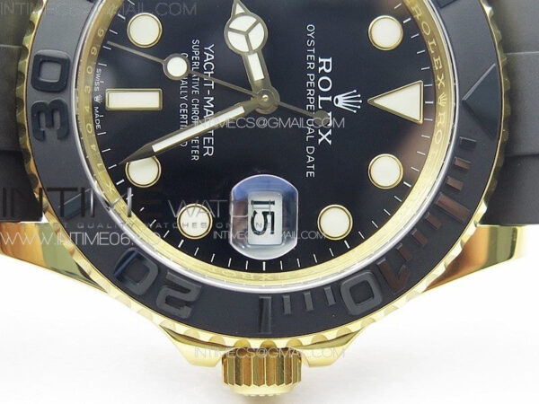 Yacht-Master 126655 YG 3EF 1:1 Best Edition 3D Black Ceramic Bezel on Black Rubber Strap VR3235 - Image 16