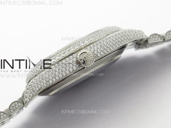 DateJust 41 126334 Full Paved Diamonds BP Best Edition Blue Dial Sticks Markers on Jubilee Bracelet A2824 - Image 15